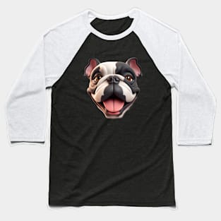 Bulldog face Baseball T-Shirt